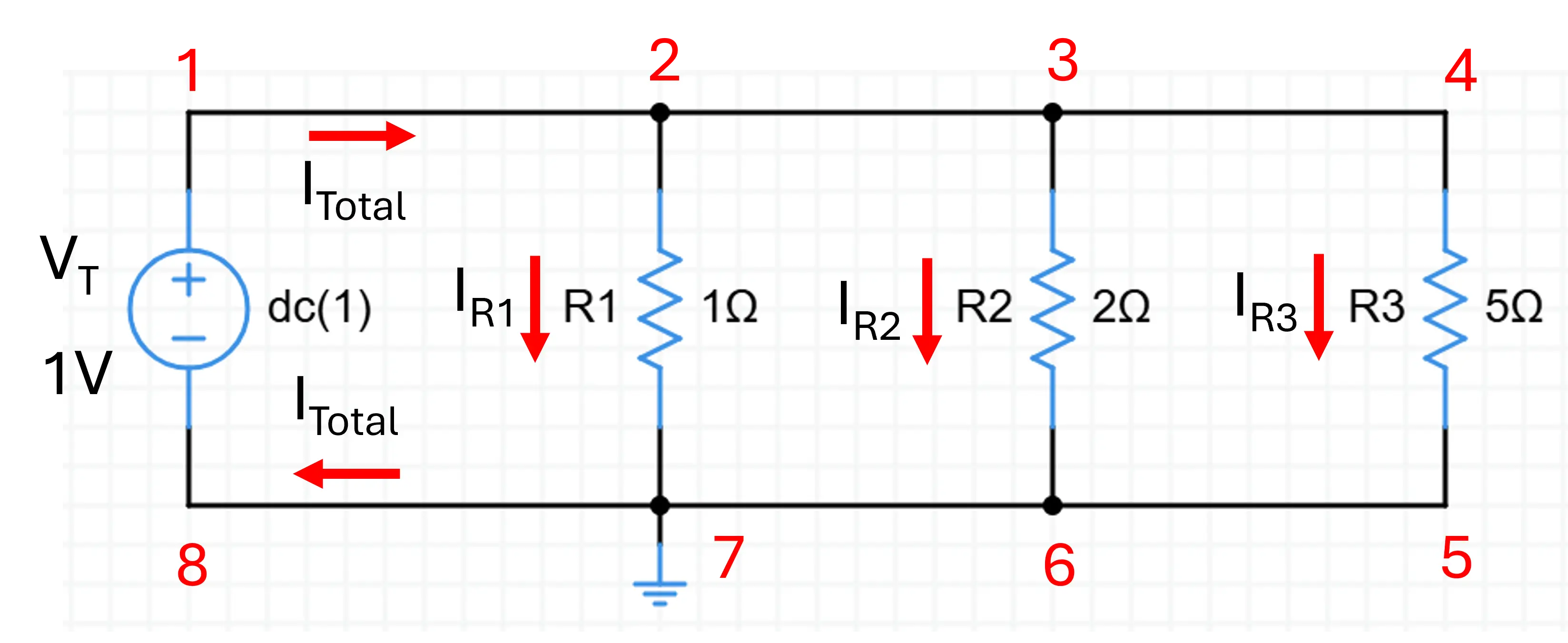 Diagram showing current in parallel branches